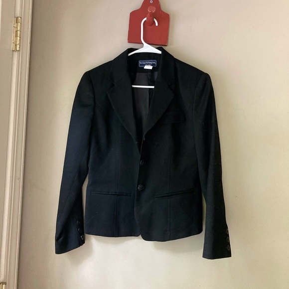 Vintage Norton Mcnaughton Petite Black 100% Wool Blazer 6P - Picture 3 of 7